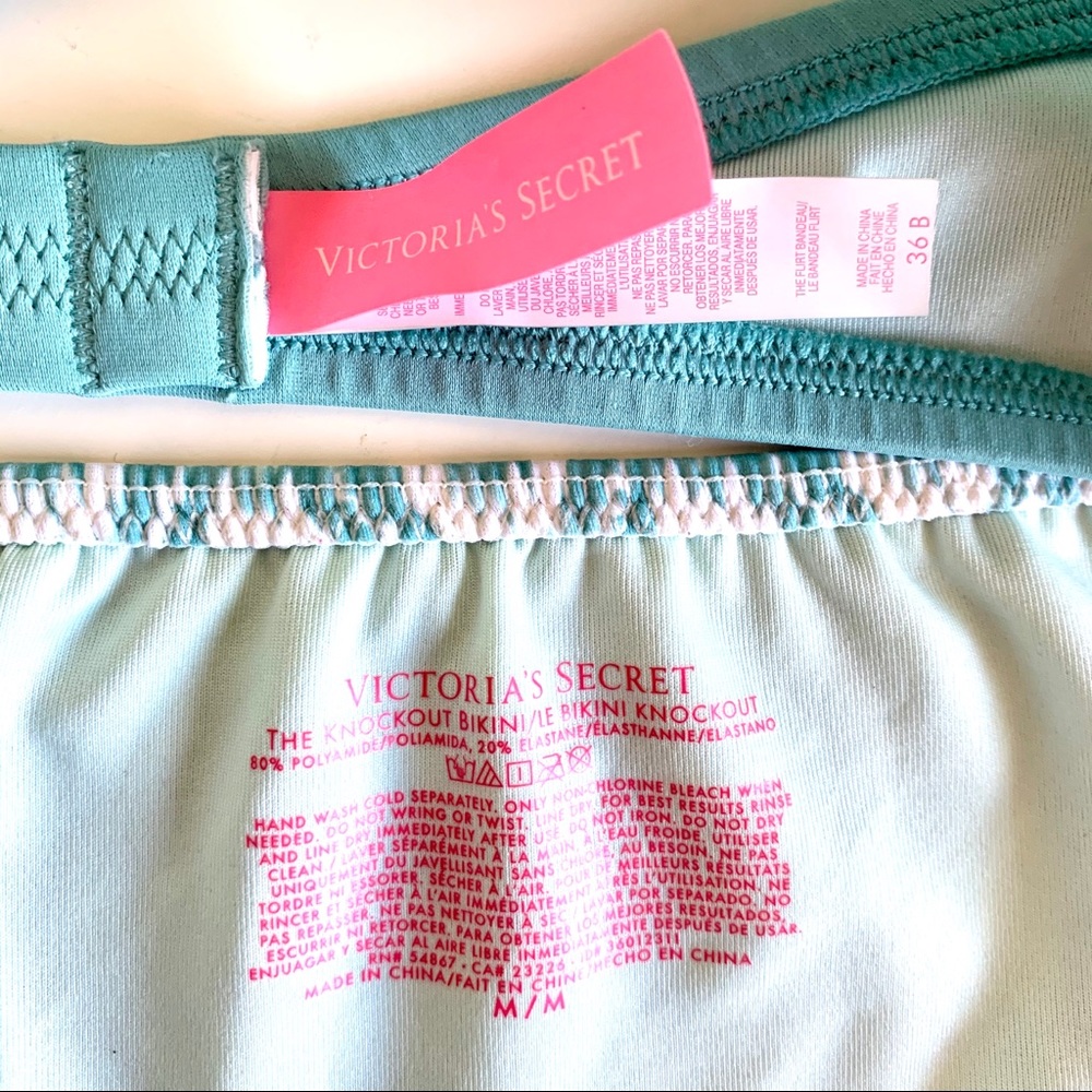 VICTORIA’S SECRET Aqua blue halter bikini & bottom 36B top Medium bottoms Molded - Picture 6 of 9